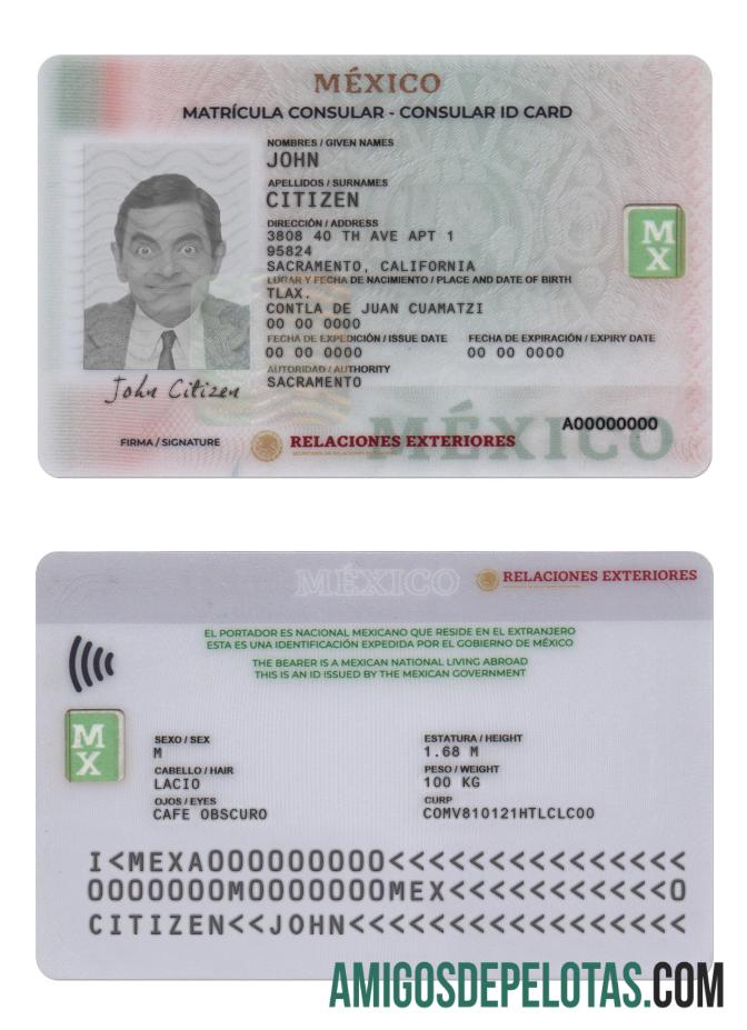 Mexico Consular ID Card exemplo
